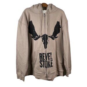 RevelStoke Fleece Hoodie Size XL Moose Jacket Full Zip Cotton Blend Casual Tan